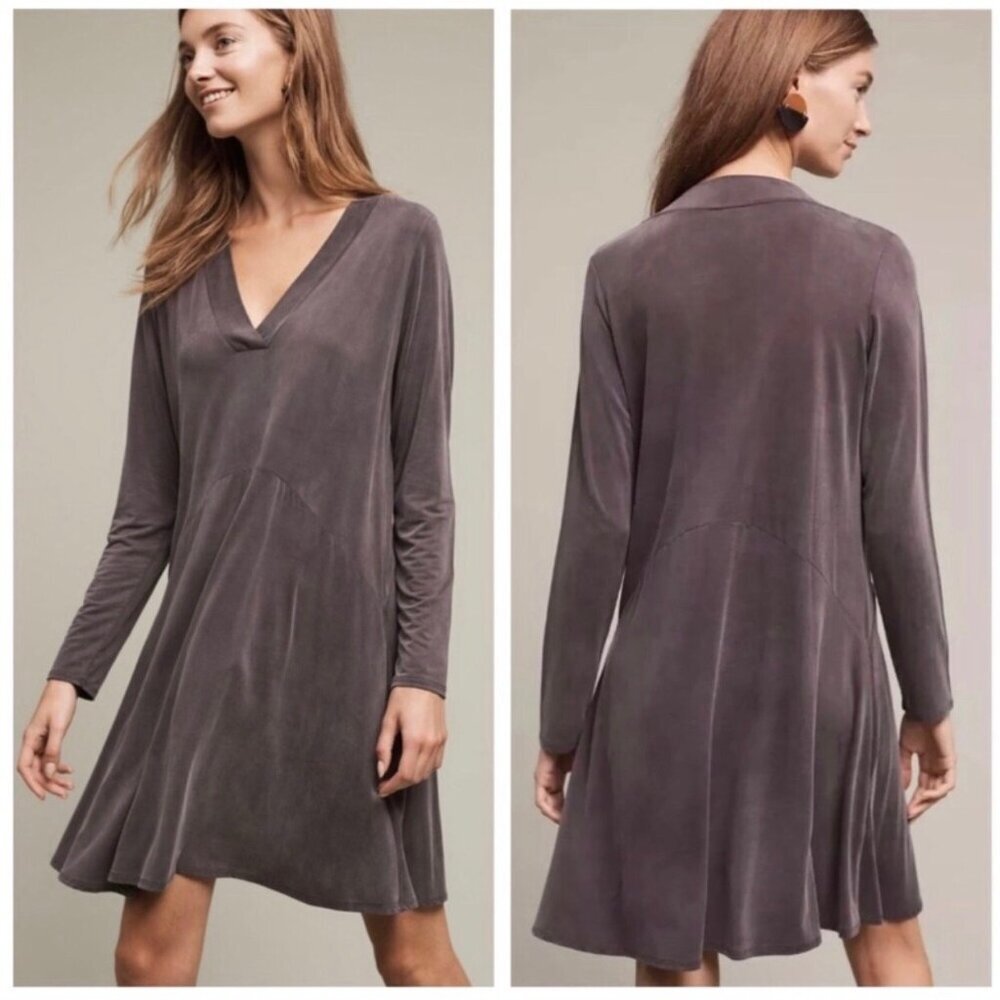 Anthropologie Dolan Left Coast XS Long Sleeve Dress Blue Green V Neck Mini Toute - Picture 2 of 8